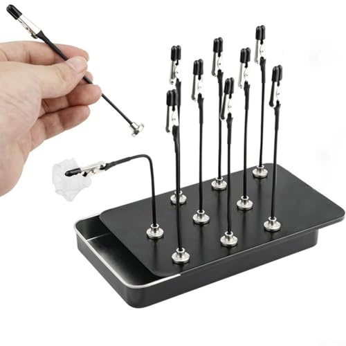 Rehoetom Pinces magnétiques en métal avec boîte de rangement – Support de clip pliable pour modélisme de loisirs, peinture, aérographe, soudure troisième main, flexible