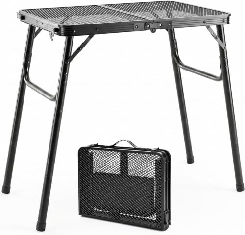 Bingyouth Arch Grill Table for 2-Burner Gas Grill, Portable Small Camping Table, 25 Standing Height, Folding Table for Picnic, Beach, Patio & Backyard, 23.3 x 15.6