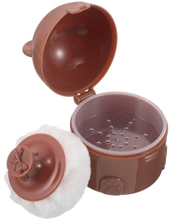 RUNROTOO Bärbart Puderfodral med Puderpuff och Ergonomiskt Handtag Resepuderlåda för Löst Puder och Kroppspuder Praktisk och Stilren Vuxna för Resor och Dagligt Bruk