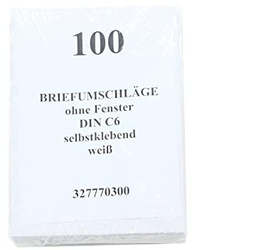 MAILMEDIA 30002361 Briefumschläge C6 (162x114 mm), ohne Fenster, selbstklebend, 72 g/qm, 100 Stück