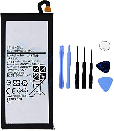 Akku kompatibel mit Samsung J5 2017 J530 EB-BJ530CBC mit hoher Kapazität 3000 mAh mit Montageset im Lieferumfang enthalten