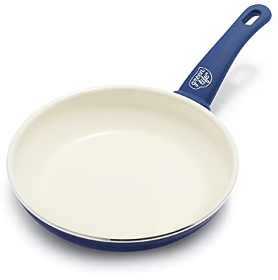 GreenLife Soft Grip Healthy Ceramic Nonstick, 8 Frying Pan Skillet, PFAS-Free, Dishwasher Safe, Blue