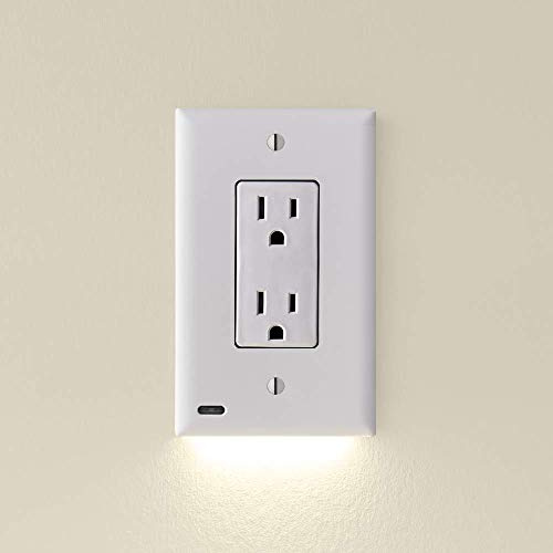 2 Pack - SnapPower GuideLight [for Standard Decor, Not GFCI outlets] - Night Light - Electrical Outlet Wall Plate with LED Night Lights - Automatic On/Off Sensor - (Décor, White)