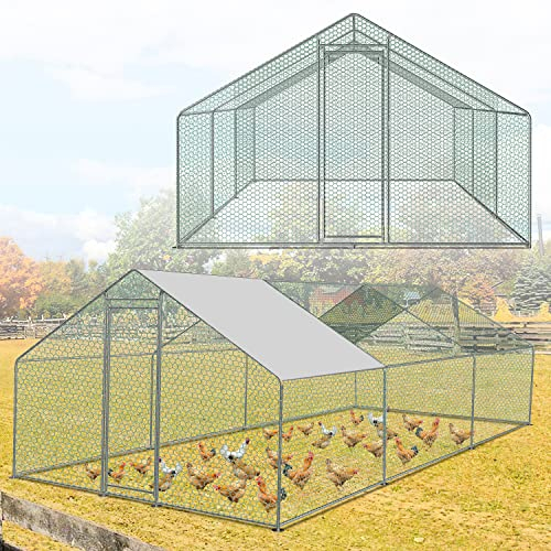 Joparri Hühnerstall mit Sicherheitsschloss und Wasserdichtem PE-Sonnenschutz, 3x6x2m Hühnerhaus Freilaufgehege, Robuster Stahlrahmen, ideal für Hühner, Kaninchen und weitere Kleintiere