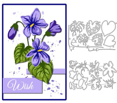 GLOBLELAND Sweet Violet Metall Stanzschablone Geschichtete Papierpräge Stanzschablonen Set Stanzformen für Kartenherstellung DIY Papier Scrapbooking Handgefertigtes Fotoalbum
