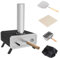 Outsunny 2-In-1 Pizzaofen Outdoor mit Pizzastein Holzbackofen Pizzaschaufel Pizzaschieber Grillofen für BBQ Stahl Schwarz