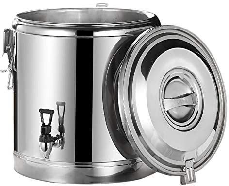 TAPMING Profi Gastro rostfritt stål termotransportbehållare 40 l termobehållare med avloppskran gastromattransportbehållare av rostfritt stål med bärhandtag lock med spännförslutning 18,5 mm