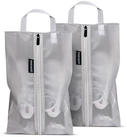 Foyer Nuage Sac à Chaussures Imperméable,Sacs à Chaussures Anti-Salissure,Sac à Chaussures de Voyage TPU, avec Fermeture Eclair Robuste,Organiseur de Chaussons Plage,Piscine(Gris, 2 Sacs)