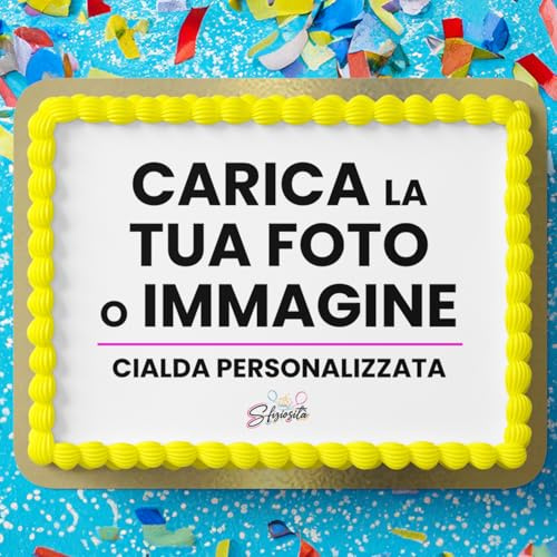 Cialda per Torta Personalizzata - Ostia Alimentare - Senza Glutine - Rettangolare A4 Orizzontale - Decorazione per Torte Leggera e di Qualità - Stampa Foto e Frase