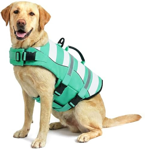 ASENKU Dog Life Jacket Medium Dog Swimming Vest Sports Style,Dog Buoyancy Aid Dog Swimming Float Jacket Adjustable & Durable Puppy Safety Dog Life Vest with Handle for Swimming, Boating,Surfing,L