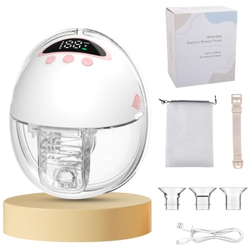 Milchpumpe Freihändig Elektrisch, Tragbar Milchpumpe mit 4 Modi und 12 Stufen, 17/19/21/24 mm Flansch und 2 verstellbare Schultergurte, Breast Pump für Zuhause und unterwegs