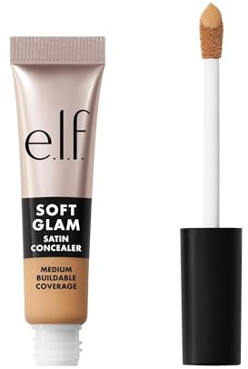 e.l.f. Soft Glam Satin Concealer, mittlere Deckkraft für Unreinheiten und Augenpartie, setzt sich nicht ab, langanhaltend, vegan und tierversuchsfrei, 24 Light Warm