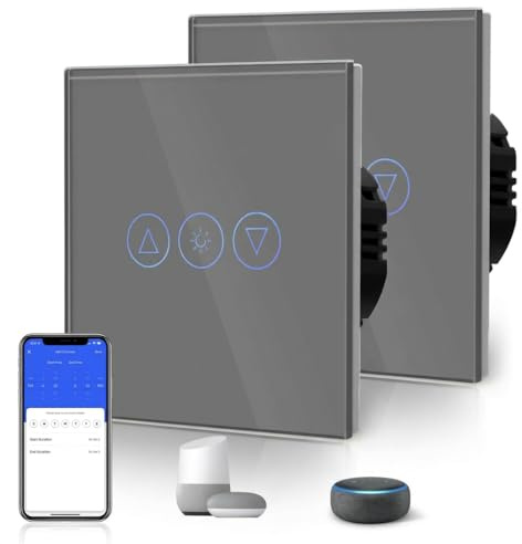 BSEED Smart Dimmer Switch,Glass Touch Panel,LED Lights,Work with Alexa/Smart Life App Control,Neutral Wire Required,WIFI 1 Gang(2 Pack),86mm Grey