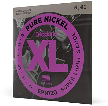 D'Addario E Gitarren Saiten | Gitarrensaiten E Gitarre | Saiten E-Gitarre | DER BELIEBTESTEN SAITENMARKE WELTWEIT | EPN120 | reines Nickel | Super Light (9-41) | Vintage Sound