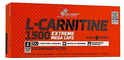 OLIMP- L-Carnitine 1500 Extreme Mega Caps (120 Kapseln). 1500 mg L-Carnitin in Form von Tartrat je Kapsel | 120 Stück (1er Pack)