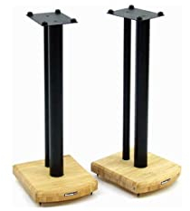 MOSECO 6 Black & Natural Bamboo Speaker Stands