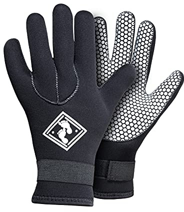 Two Bare Feet 3mm Neoprene Wetsuit Gloves – Thermal Surf & Swim Gloves for Cold Water, Flexible & Durable with Textured Grip – Unisex Water Sports Gloves (M)