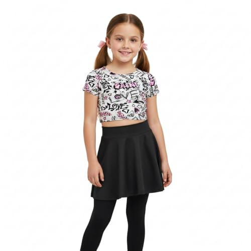 A2Z 4 Kids Conjunto De Top Corto con Estampado De Grafiti Y Falda Skater - Love Graffiti Crop & Skirt Set 9-10