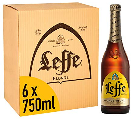 Leffe Blonde Premium Belgian Abbey Beer 6x750 ml Large Sharing Bottles, 6.6% ABV, Imported from Belgium - Ideal Christmas Gift or for Christmas Party