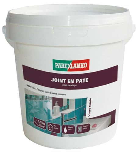 Parexlanko, Joint en Pâte prêt à l'emploi, Joint de carrelage compris entre 1 à 6mm pour mur et plan de travail intérieur, Blanc, 1,5kg