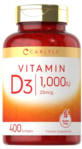 Carlyle Vitamin D3 1000IU | 25 mcg | 400 Softgels | High Potency | Non-GMO & Gluten Free Supplement