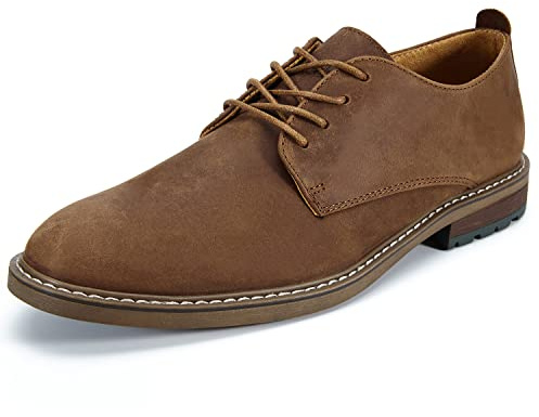 Mens Dress Shoes, Lace Up Plain Toe Leather Oxford Tan 11