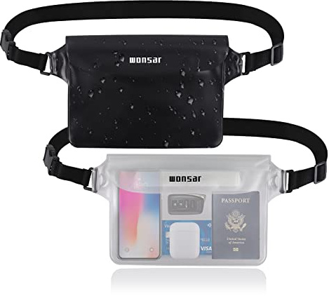 WONSAR 2 PCS Bolsa Impermeable, Riñonera Impermeable, Bolsa estanca Impermeable con Correa Ajustable para Deportes acuáticos, Playa, natación, Surf, etc.