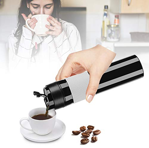 350 ml bärbar kaffepressflaska Te Kaffebryggare dricksvattenkopp för resor iskaffe,2-i-1 Travel French Press kaffebryggare, malet kaffe eller teblad, camping(Black)