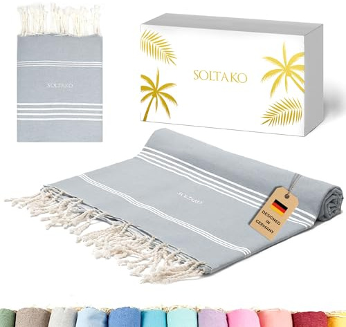 SOLTAKO Fouta XXL - Serviette Plage Anti Sable - Drap de Bain pour Hammam, Sauna, Yoga, Pique-Nique - Serviette de Bain Grande Taille - 300x200 cm - Drap 2 Personnes