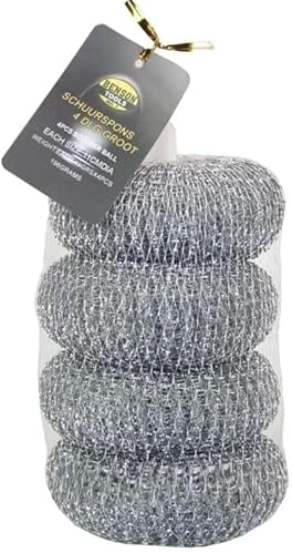 Topfkratzer Topfreiniger Stahlschwamm Reiniger Edelstahl Scheuerschwamm 4-TLG