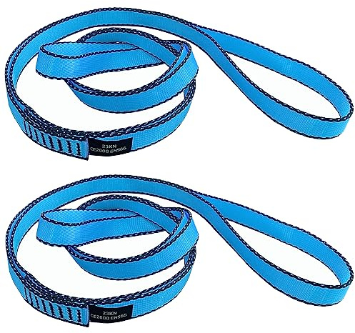 CAPARK 18MM Nylon Climbing Slings Runners 23 kN Strong Webbing Straps for Rock Climbing, Rappelling, Swing, Yoga Hammock etc (2PCS Blue, 24inch/60cm)