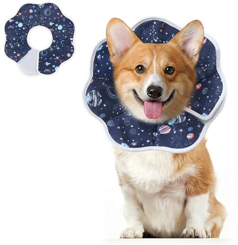 ComSaf Halskrause Hund für Kleine Hunde und Erwachsene Katzen, Weich Katzen Halskrause für nach Operationen Schützendes Halskrause Hund Leckschutz Verhindert das Lecken von Wunden Halskrause Katze, L