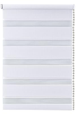 Apex Furnishings Zebra Day and Night Blinds Dual Layer Fabric Opaque & Translucent Easy Fit Zebra Blind for Windows and Door White Roller Blinds (243cm X 165cm)