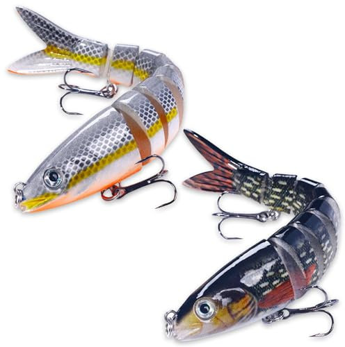 CZAYEFNH Kunstköder köder,3 Stück Angelköder Kunstköder Fische, 3D Lifelike Multi Gelenkartigen Wobbler köder Gummifische für Forellen Hecht Angeln Köder