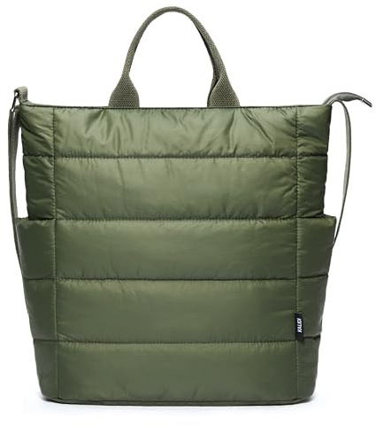 KALIDI Bolsa acolchada para laptop, antisalpicaduras, cruzada, con cremallera, para el trabajo, uso diario, para mujer, Verde Oliva - B, Large