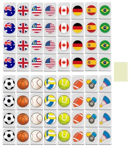 Mahjong spel med nationell flagga - spelplattor med flaggmönster | Familj Party Games Mahjong Tiles Set | Nationellt flaggmönster bredvid stranden Mahjong för picknick