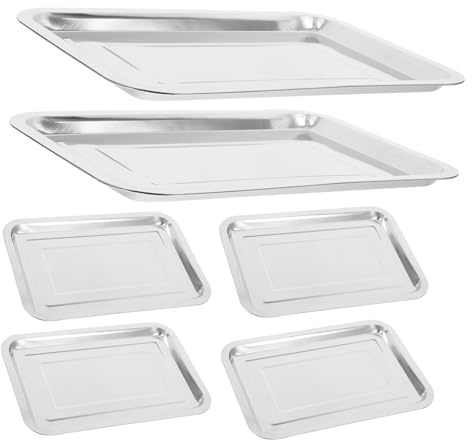Cabilock 6pcs Stainless Steel Square Baking Pans for Roasting and BBQ Easy-Clean Roaster and Chicken Roasting Pan Fish and Pizza Tray for Family Gatherings and Outdoor Cooking