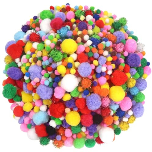1000 Pièces Pompons Loisirs Creatifs, 1-3 cm Multicolores Petits Pompons | DIY Artisanat Fabrication Créatif, pour Guirlandes, Franges, Pâques, Projets Scolaires et D'artisanat