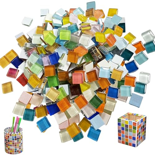 Mélange de 1 kg de pierres de mosaïque en verre, 1 x 1 cm, pour bricolage - Carreaux de mosaïque en verre coloré - Pour la décoration de la maison, le bricolage et l'artisanat (mélange de couleurs)