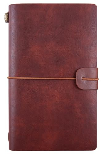 Burmirox Carnet De Voyage En Cuir 20 X 12 cm - Journal De Voyage Rechargeable Parfait Pour L'Écriture, Poètes, Voyageurs, Journal, Inserts Ligné, PU leather Notebook
