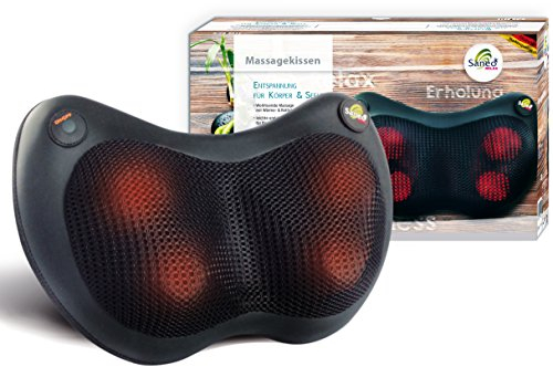 SaneoRELAX - Massagekissen für Nacken Schulter Rücken Massage mit Wärmefunktion Shiatsu Wärmekissen Massagegerät deutsche Markenqualität