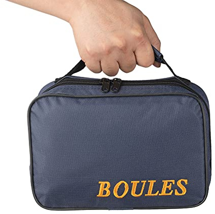 Tofern Lote de 2 Sacoche Trousse Jeu de Boules Nylon Oxford Robuste Pratique Sac à Main Pétanque sans Boules Adaptación 3/6/8 Boules, Noir pour 3 Boules