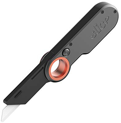 Slice 10562 Folding Utility Knife | Essential Home & Work Knife for Quick, Safe and Effective Cutting | Finger-Friendly Ceramic Safety Knife Blade Stays Sharp Up to 11X Longer , Black