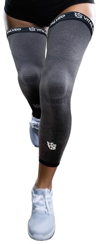 Vital Salveo - Bamboo Charcoal. Germanium Recovery Compression Outdoor Full Length Leg Knee Thigh Basketball Sleeves- Dark Grey(1 Pair)-M