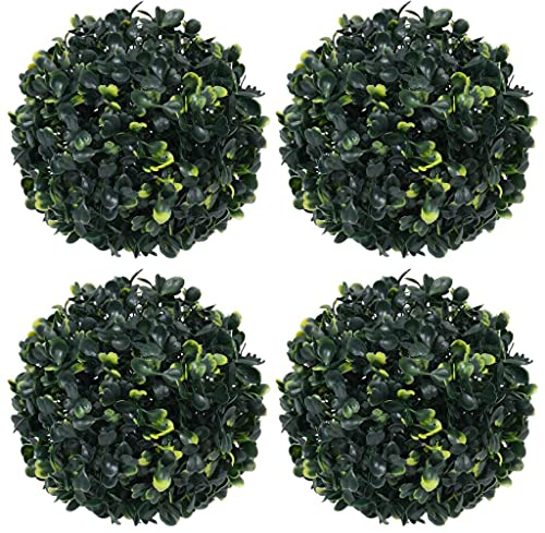 vidaXL 4X Buchsbaumkugel Künstlich Dekopflanze Buchskugel Kunstpflanze Buchsbaumkugeln Kunstbaum Zimmerpflanze Grünpflanze Deko 12cm