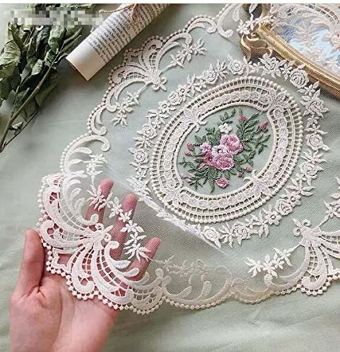 Confezione da 4 tovagliette retrò in pizzo, centrini all'uncinetto francesi, tovagliette ricamate a mano, 30,5 x 40,6 cm, colore: beige