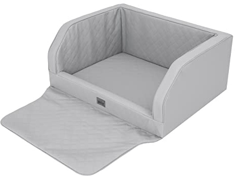 DOGGY Hundeautositz, Hundebox, Hundebett, Transportboxen, Rückbank, Hundedecke, Kofferraum, für große und mittelgroße Hunde, Asche Kunstleder, (100x80x39 cm)