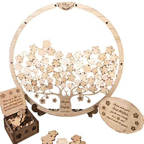 Libro de visitas de boda – Libro de invitados de madera con forma de flor – Libro de invitados funerario marco libro de letreros para decoración de boda odgal