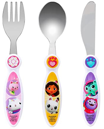 Gabby’s Dollhouse Children's Kids 3pcs Cutlery Set - Knife/Fork/Spoon