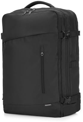PUCCINI Easy Pack XL Handgepäck Großer Rucksack 55x37x20 cm für Lufthansa Eurowings Condor Ryanair Wasserdichter Reiserucksack Flugzeug Reisetasche für Herren und Damen 40,7L Schwarz